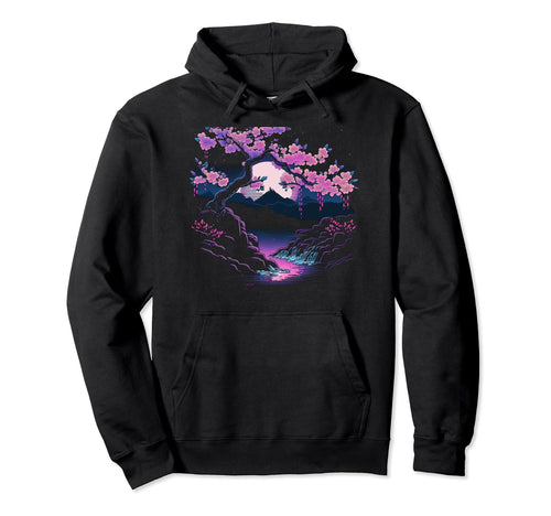 Japanese Vaporwave Art Cherry Blossom Hoodie - Graphic Print Men Women - T-Shirt, Sweatshirt, Hoodie