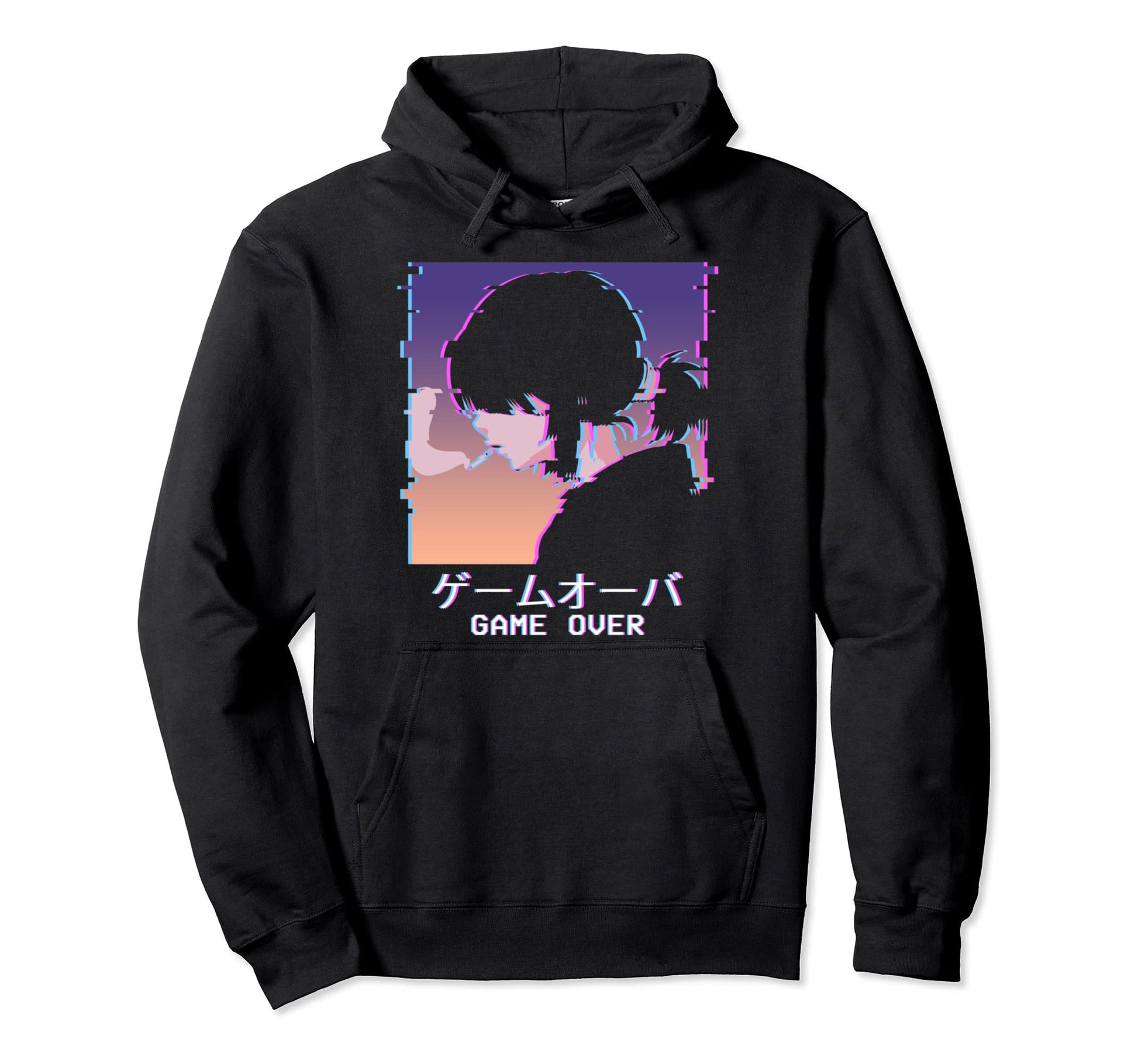Japanese Vaporwave Sad Anime Game Over Hoodie - Unique Graphic for Adults - T-Shirt, Sweatshirt, Hoodie