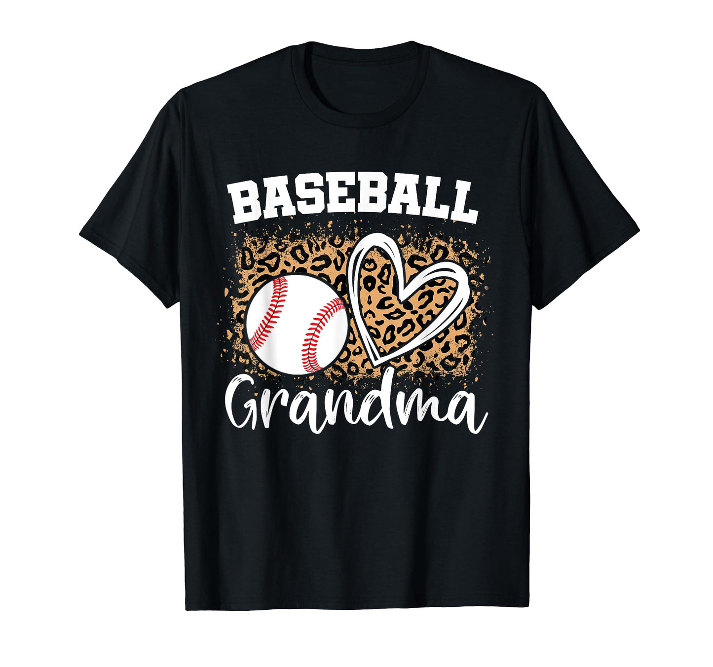 Baseball Grandma Leopard Heart T-Shirt - Fun Novelty Design for Adults - T-Shirt, Sweatshirt, Hoodie