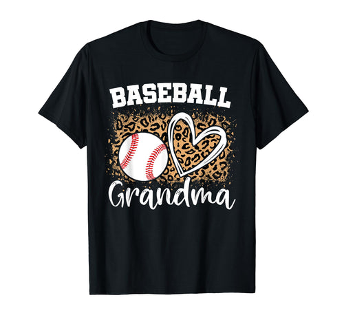 Baseball Grandma Leopard Heart T-Shirt - Fun Novelty Design for Adults - T-Shirt, Sweatshirt, Hoodie