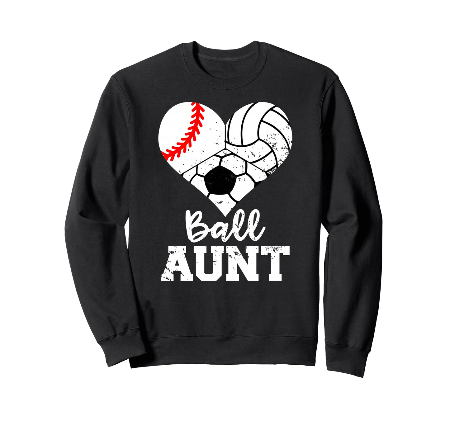 Ball Aunt Heart Baseball Volleyball Sweatshirt - Trendy Graphic Unisex - T-Shirt, Sweatshirt, Hoodie
