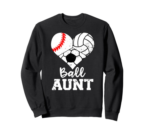 Ball Aunt Heart Baseball Volleyball Sweatshirt - Trendy Graphic Unisex - T-Shirt, Sweatshirt, Hoodie