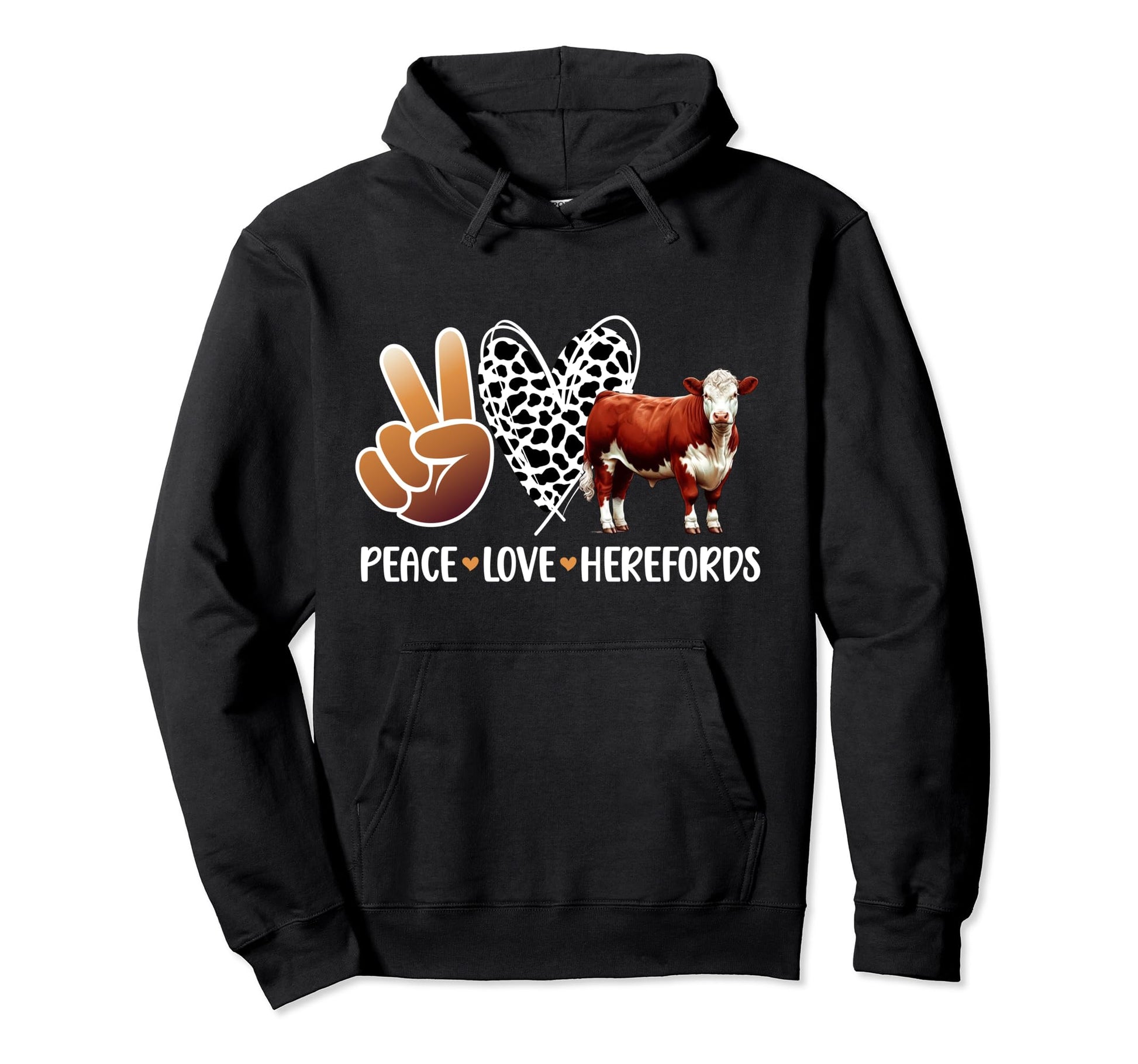 Peace Love Hereford Cow Lover Hereford Hoodie - Streetwear Style Men Women - T-Shirt, Sweatshirt, Hoodie