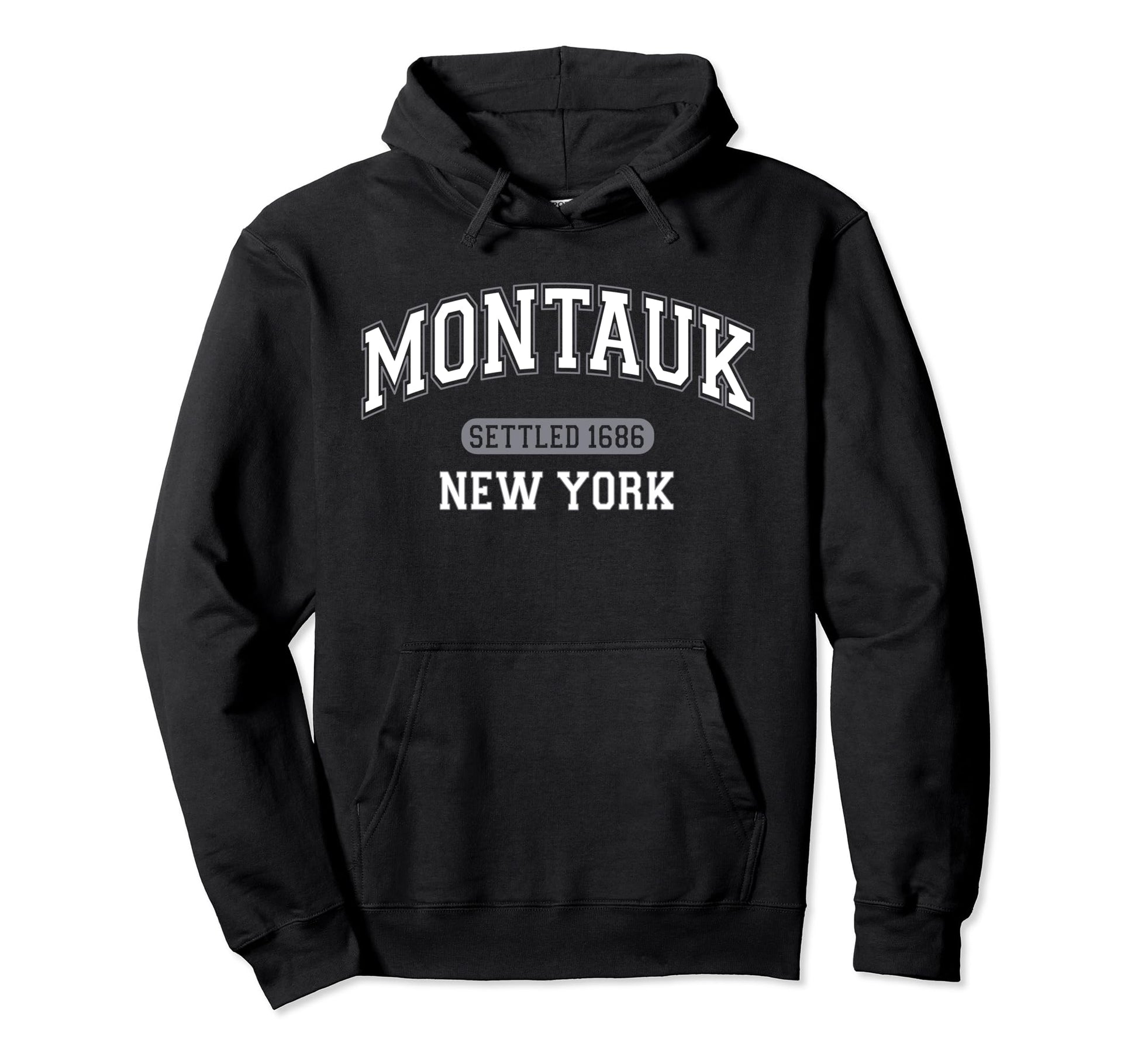 Montauk New York Sports White Grey Hoodie - Trendy Graphic for Adults - T-Shirt, Sweatshirt, Hoodie