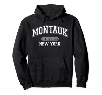 Montauk New York Sports White Grey Hoodie - Trendy Graphic for Adults - T-Shirt, Sweatshirt, Hoodie