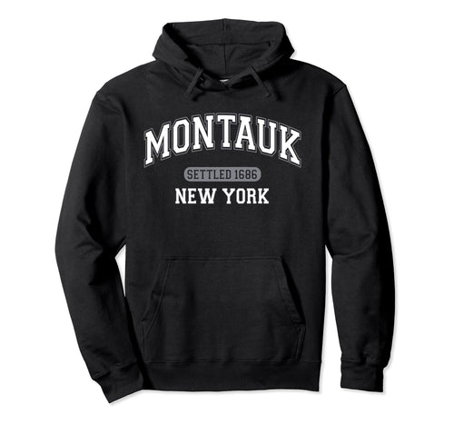 Montauk New York Sports White Grey Hoodie - Trendy Graphic for Adults - T-Shirt, Sweatshirt, Hoodie