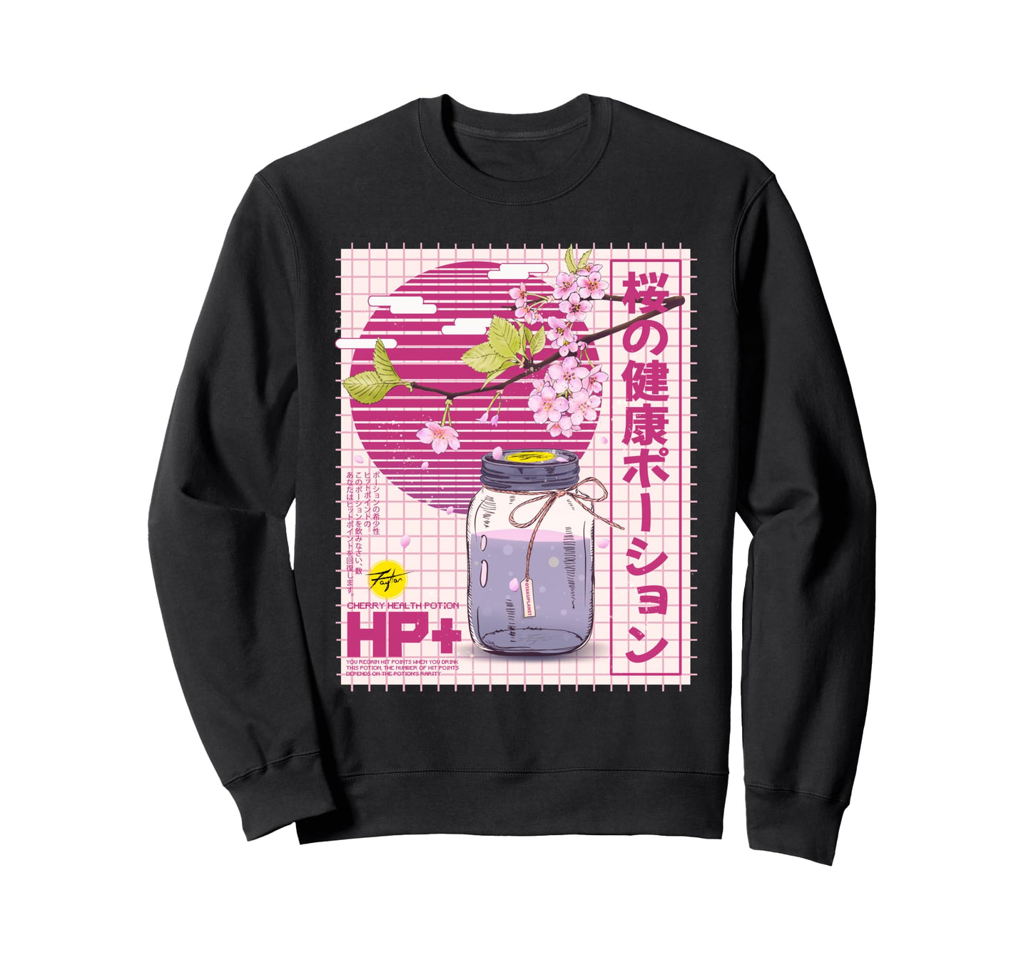 Health Potion Kawaii Vaporwave Anime Sweatshirt - Graphic Print for Adults - T-Shirt, Sweatshirt, Hoodie
