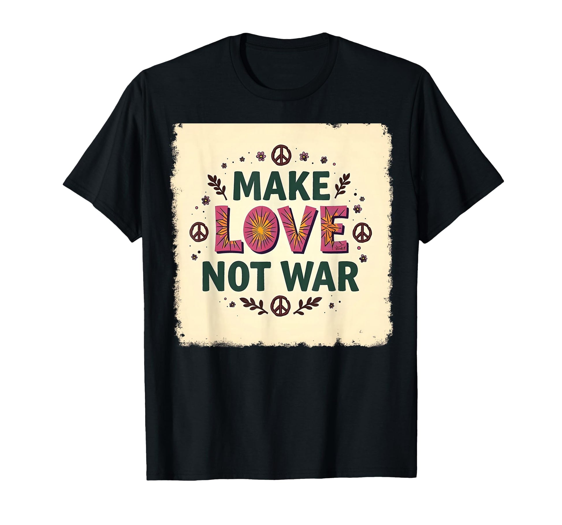 Make Love Not War Cotton Hippie Peace T-Shirt - Minimalist Print Men Women - T-Shirt, Sweatshirt, Hoodie