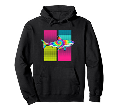 Tie Dye Shark Aesthetic Vaporwave Ocean Hoodie - Minimalist Print Unisex - T-Shirt, Sweatshirt, Hoodie