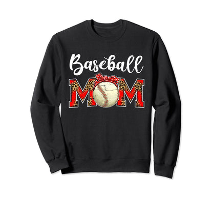 Baseball Mom Leopard Game Day Mom Sweatshirt - Custom Art Print Unisex - T-Shirt, Sweatshirt, Hoodie