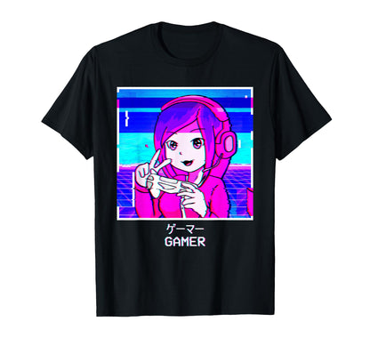 Gamer Anime Japanese Vaporwave T-Shirt - Minimalist Print Men Women - T-Shirt, Sweatshirt, Hoodie