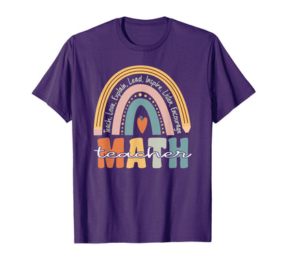 Math Teacher Groovy Teacher Rainbow T-Shirt - Unique Graphic Men Women - T-Shirt, Sweatshirt, Hoodie