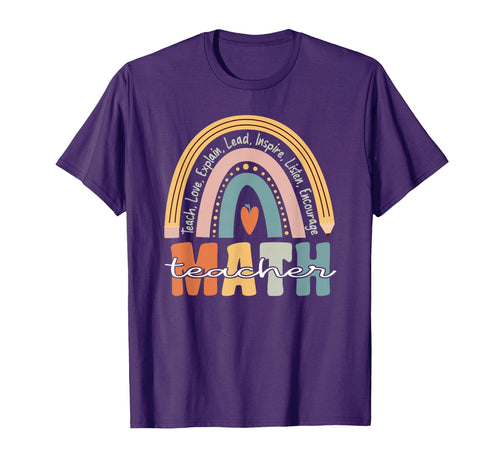 Math Teacher Groovy Teacher Rainbow T-Shirt - Unique Graphic Men Women - T-Shirt, Sweatshirt, Hoodie