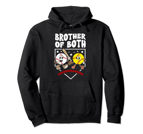 Brother Both Groovy Softball Baseball Hoodie - Aesthetic Graphic Unisex - T-Shirt, Sweatshirt, Hoodie