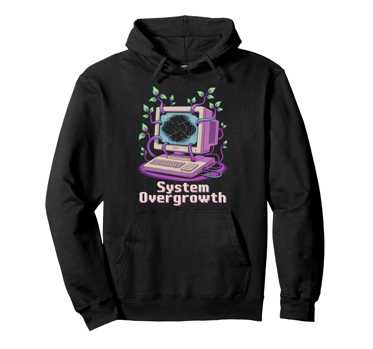 Computer Plant Vines Vaporwave Glitch Hoodie - Novelty Apparel for Adults - T-Shirt, Sweatshirt, Hoodie