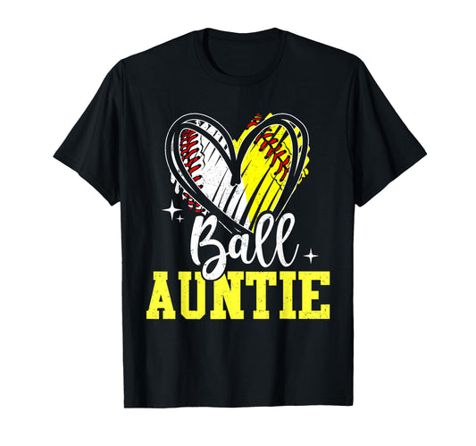 Ball Auntie Softball Baseball Auntie T-Shirt - Minimalist Print Men Women - T-Shirt, Sweatshirt, Hoodie