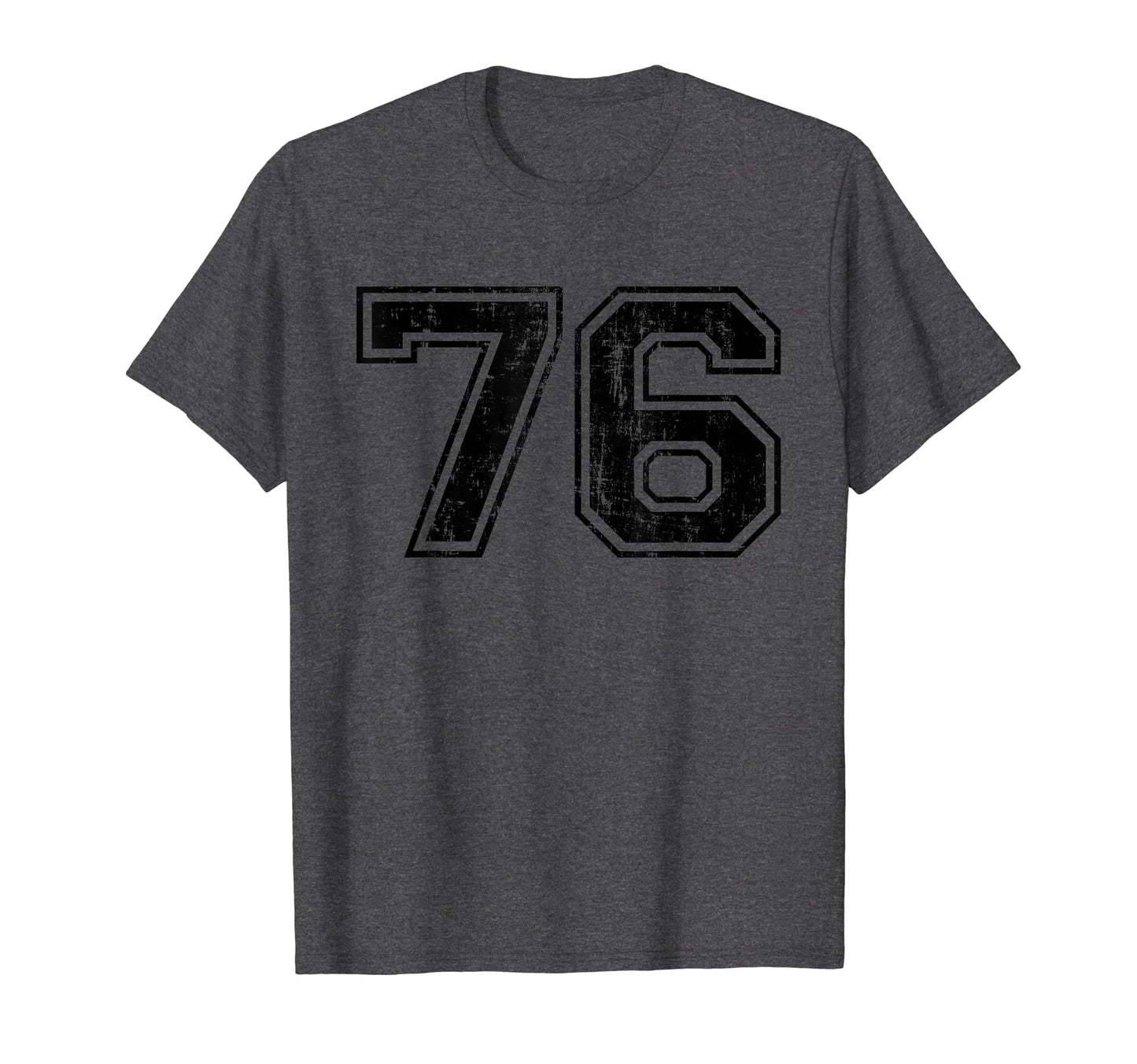 Number 76 Varsity Distressed Sport Team T-Shirt - Graphic Print Men Women - T-Shirt, Sweatshirt, Hoodie