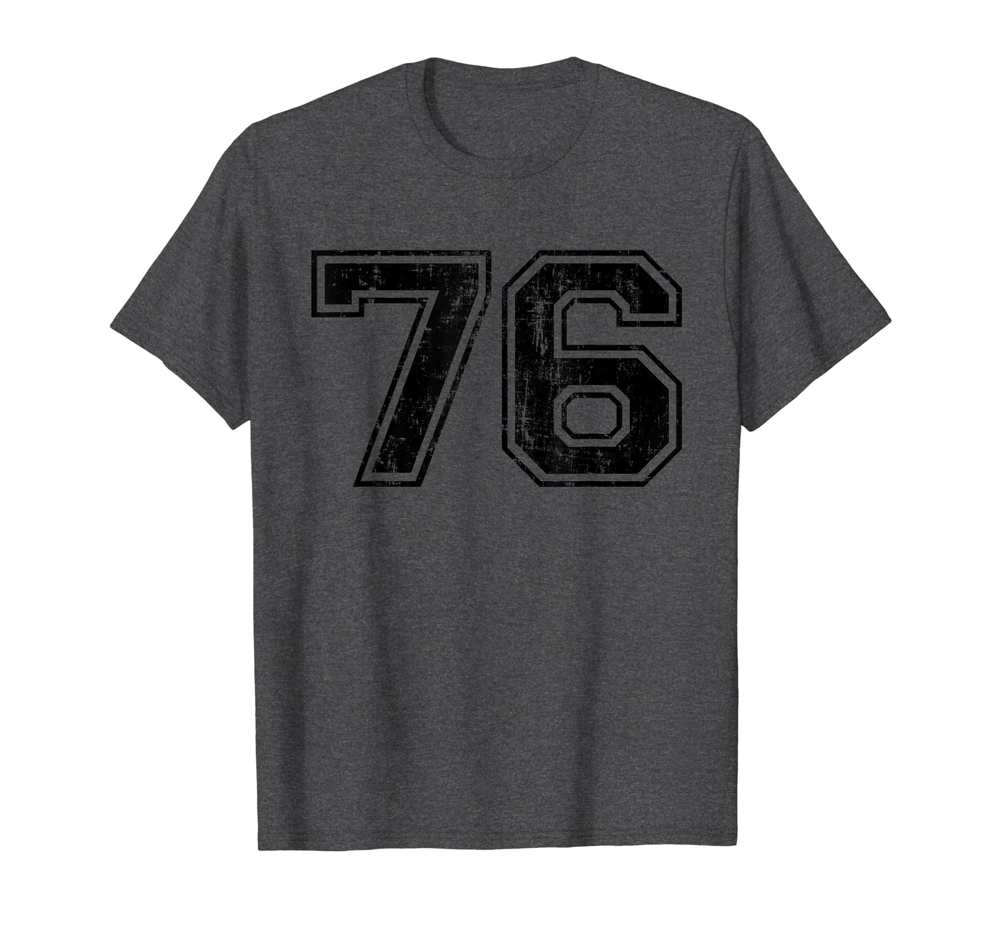 Number 76 Varsity Distressed Sport Team T-Shirt - Graphic Print Men Women - T-Shirt, Sweatshirt, Hoodie