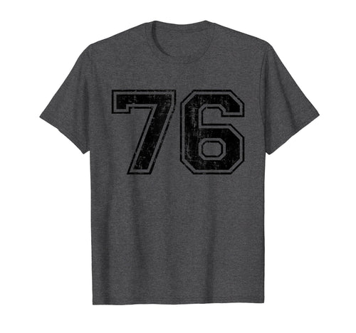 Number 76 Varsity Distressed Sport Team T-Shirt - Graphic Print Men Women - T-Shirt, Sweatshirt, Hoodie