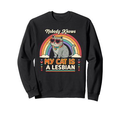Lesbian Cat Pride Rainbow Lgbtq Sweatshirt - Streetwear Style Unisex - T-Shirt, Sweatshirt, Hoodie