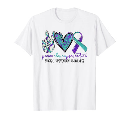 Peace Love Prevention Suicide T-Shirt - Graphic Print for Adults - T-Shirt, Sweatshirt, Hoodie
