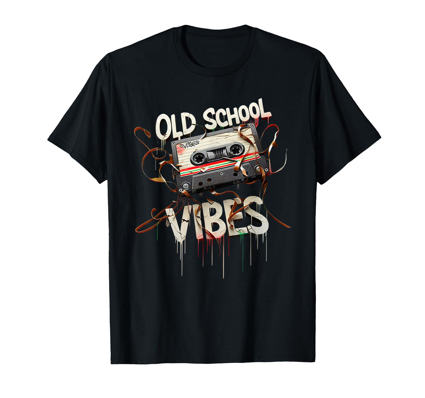 Old School Vibes Cassette Tape T-Shirt - Custom Art Print Men Women - T-Shirt, Sweatshirt, Hoodie