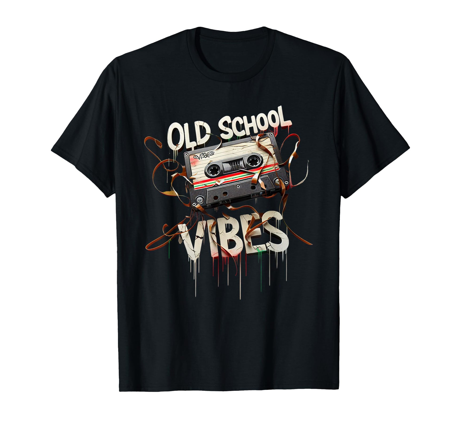 Old School Vibes Cassette Tape T-Shirt - Custom Art Print Men Women - T-Shirt, Sweatshirt, Hoodie