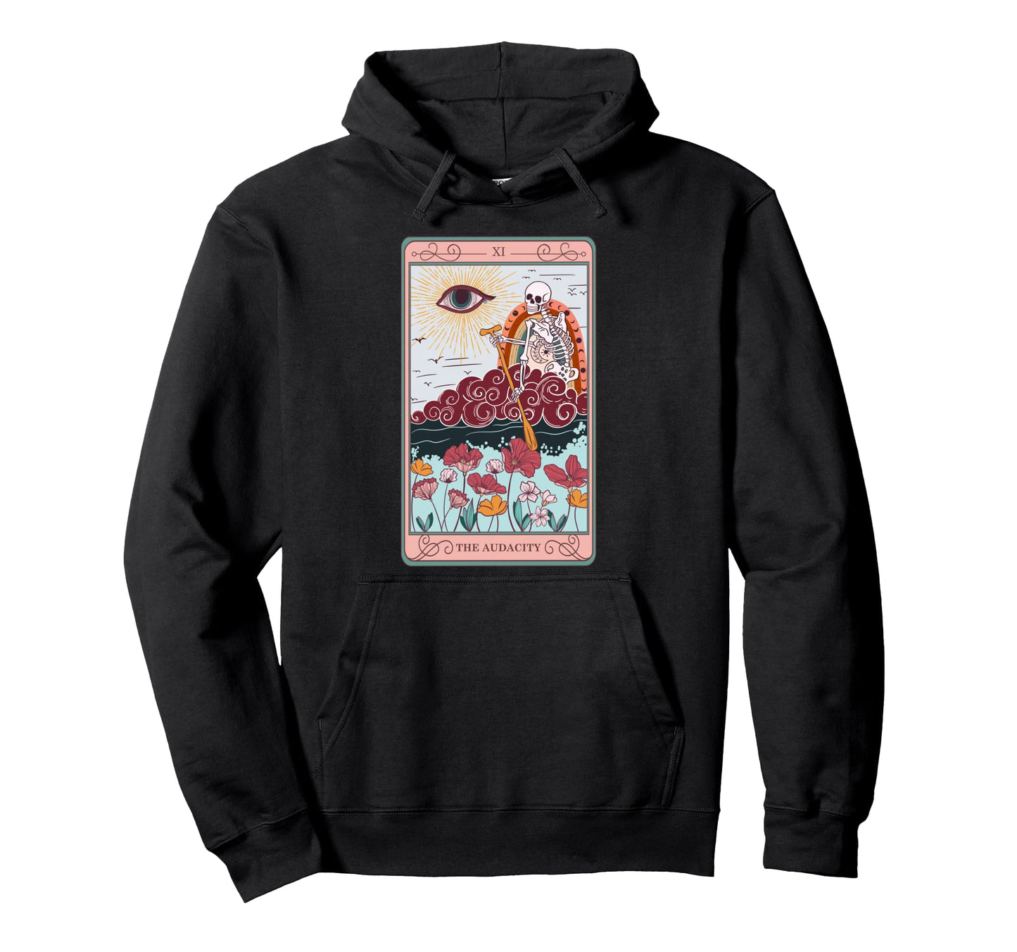 Skeleton Riding Cloud Audacity Tarot Hoodie - Custom Art Print for Adults - T-Shirt, Sweatshirt, Hoodie