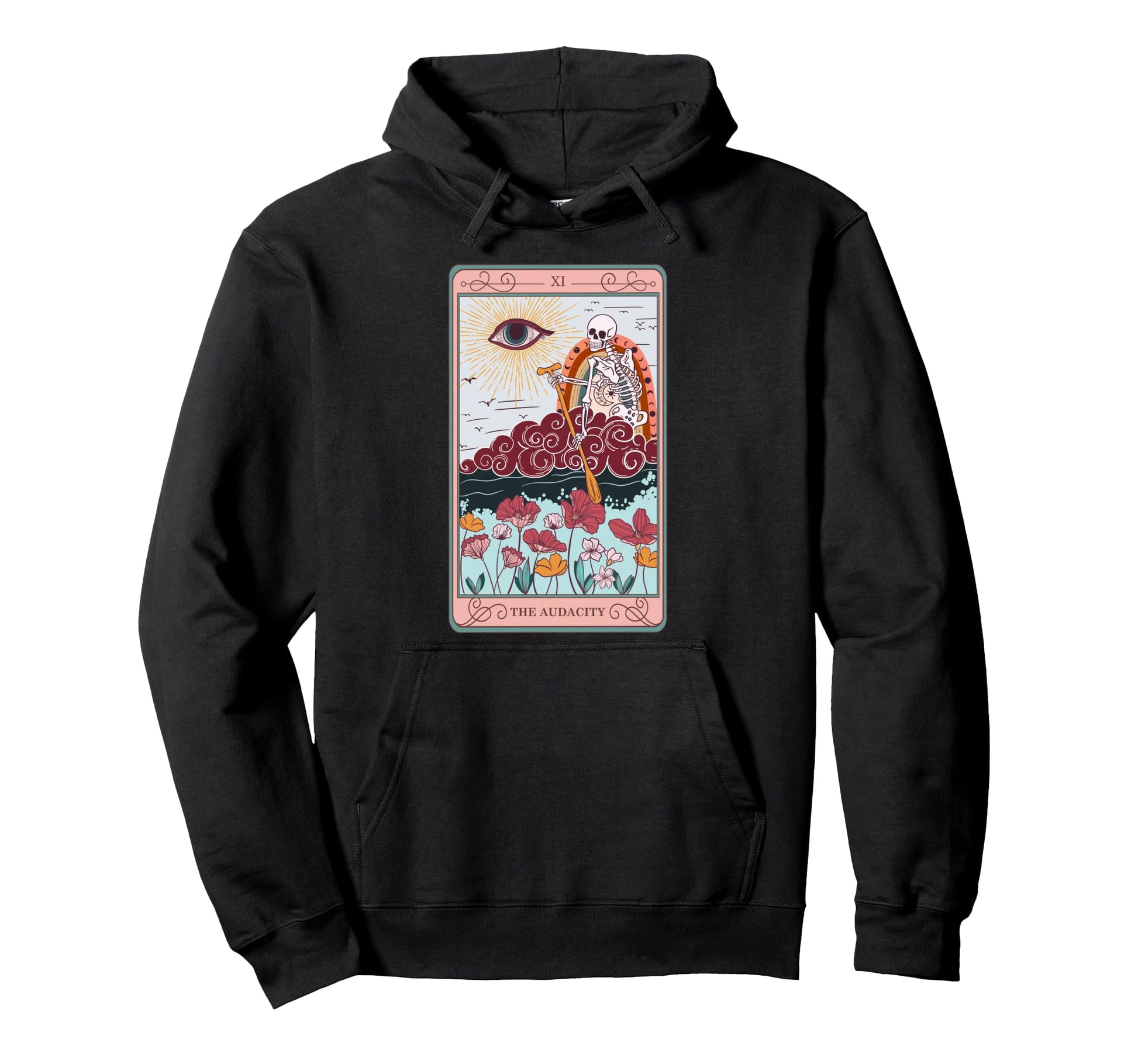 Skeleton Riding Cloud Audacity Tarot Hoodie - Custom Art Print for Adults - T-Shirt, Sweatshirt, Hoodie