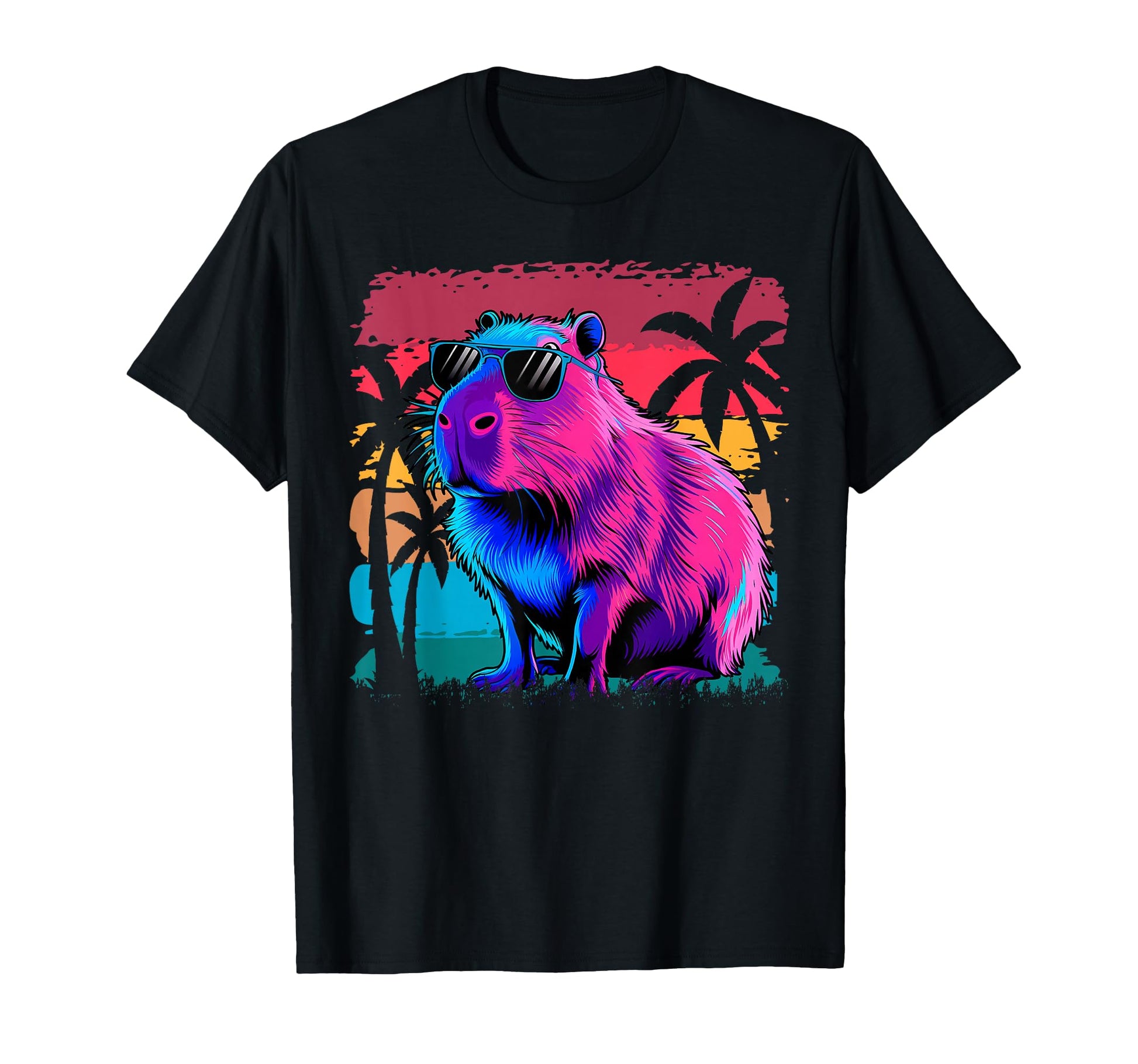 Funny Capybara Rodent Vaporwave Aesthetic T-Shirt - Graphic Print Men Women - T-Shirt, Sweatshirt, Hoodie