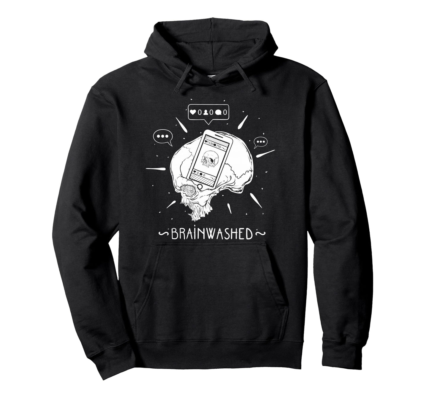 Brainwashed Skull Aesthetic Edgy Hoodie - Minimalist Print Men Women - T-Shirt, Sweatshirt, Hoodie