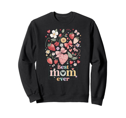 Best Mom World Boho Strawberry Daisy Sweatshirt - Streetwear Style Unisex - T-Shirt, Sweatshirt, Hoodie