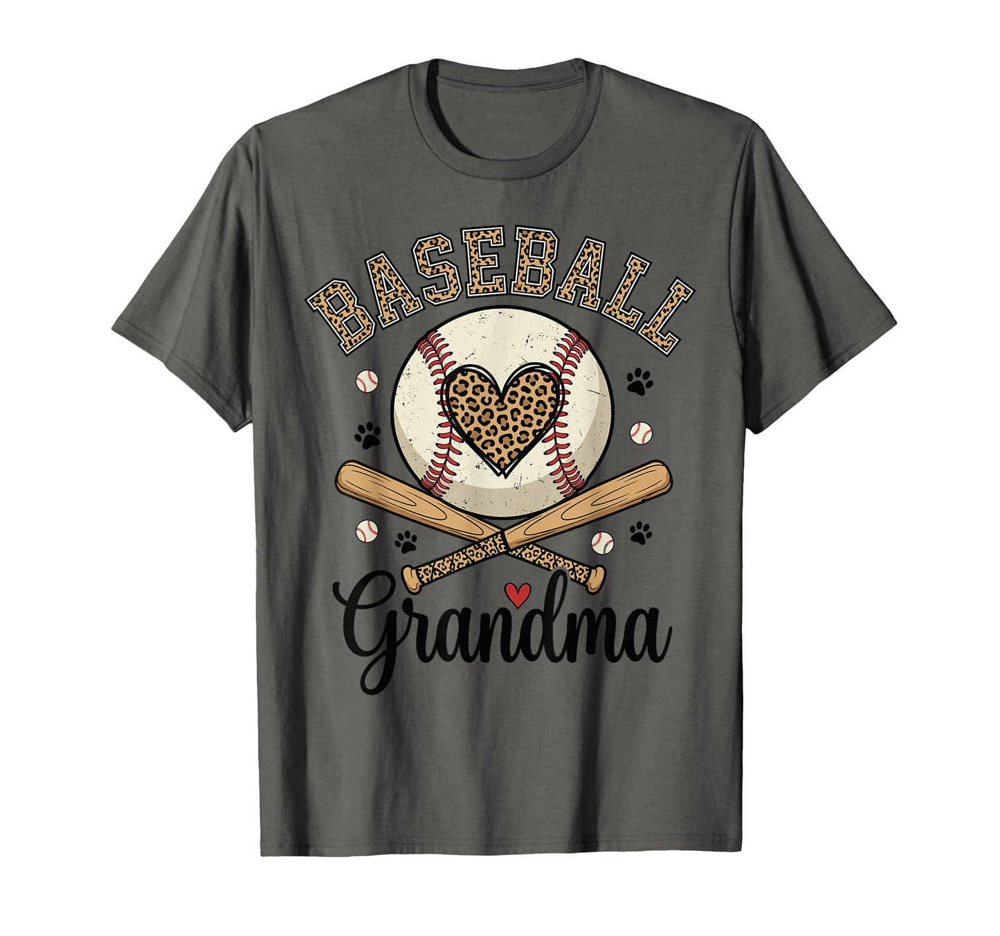 Leopard Baseball Grandma Heart Paw T-Shirt - Aesthetic Graphic Men Women - T-Shirt, Sweatshirt, Hoodie