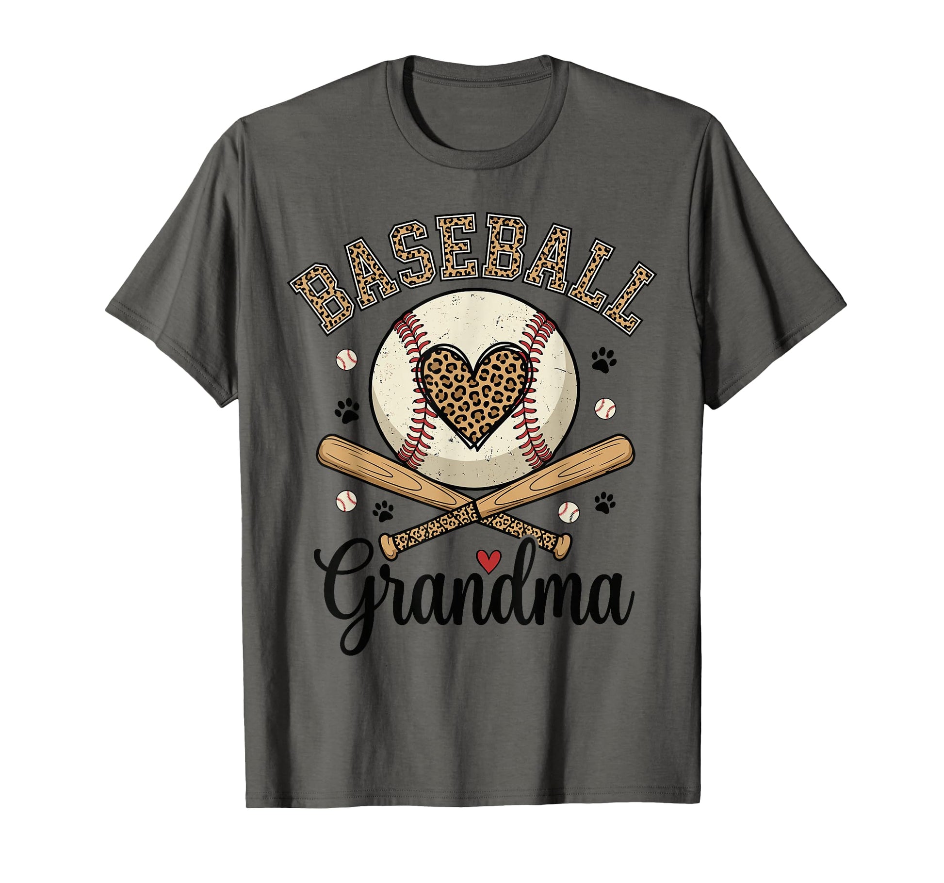 Leopard Baseball Grandma Heart Paw T-Shirt - Aesthetic Graphic Men Women - T-Shirt, Sweatshirt, Hoodie