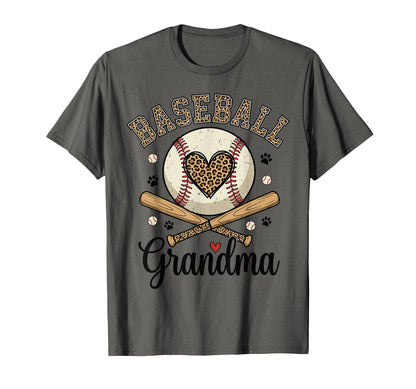 Leopard Baseball Grandma Heart Paw T-Shirt - Aesthetic Graphic Men Women - T-Shirt, Sweatshirt, Hoodie
