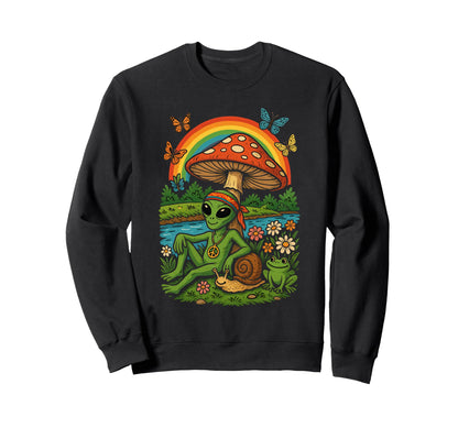 Hippie Alien Groovy Bohemian Sweatshirt - Unique Graphic for Adults - T-Shirt, Sweatshirt, Hoodie
