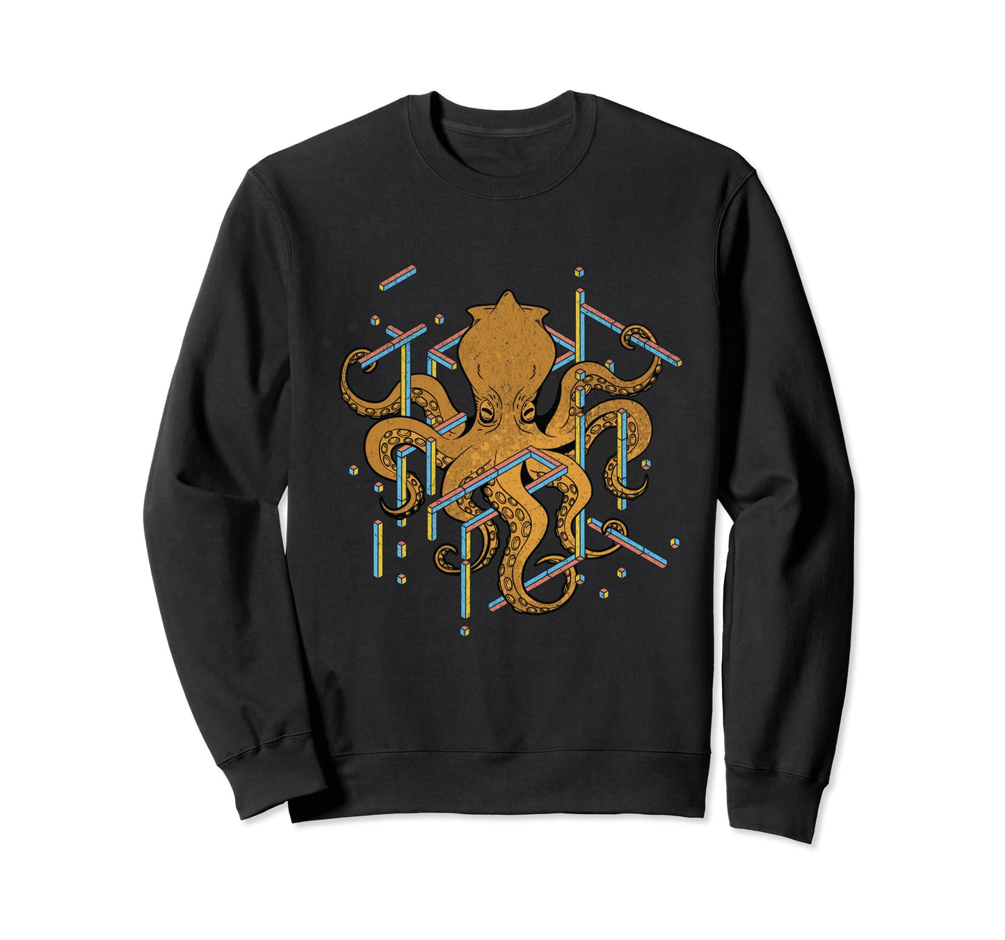 Octopus Geometric Ocean Lover Squid Sweatshirt - Minimalist Print Unisex - T-Shirt, Sweatshirt, Hoodie