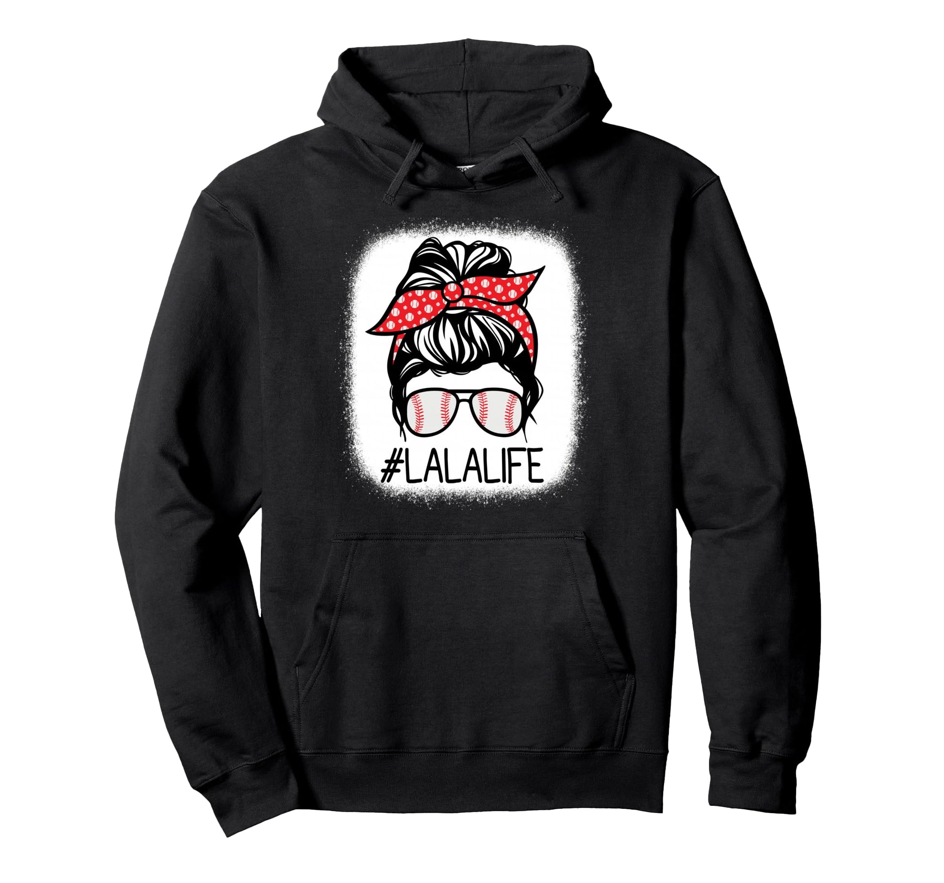 Lala Bleached Messy Bun Baseball Hoodie - Casual Everyday Wear Men Women - T-Shirt, Sweatshirt, Hoodie