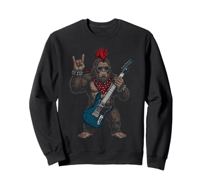 Funny Bigfoot Playing Guitar Usa Sweatshirt - Unique Graphic for Adults - T-Shirt, Sweatshirt, Hoodie
