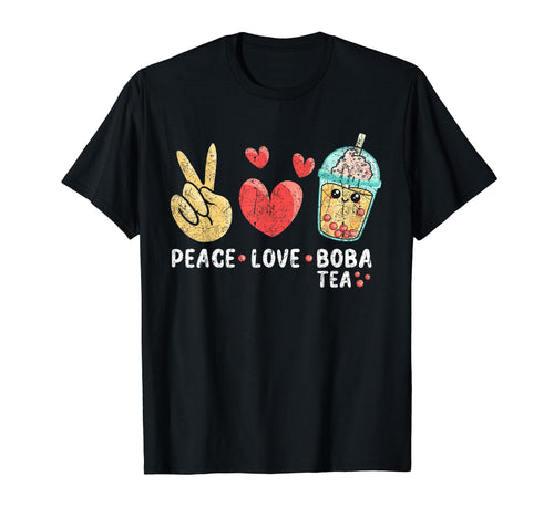 Boba Tea Bubbles Bubble Tea Peace Love T-Shirt - Trendy Graphic Unisex - T-Shirt, Sweatshirt, Hoodie