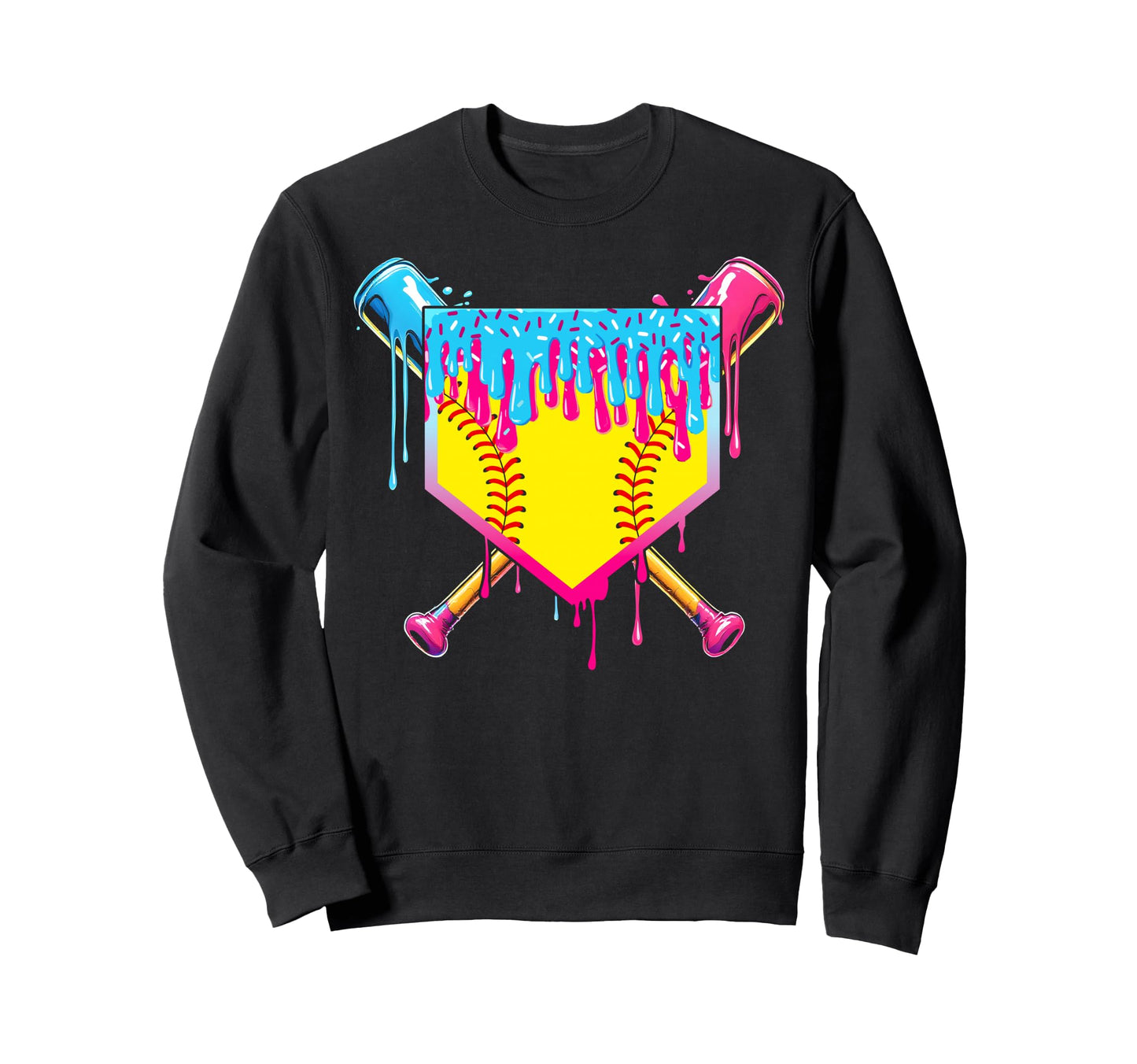 Softball Drip Mom Ice Cream Drip Game Sweatshirt - Graphic Print Men Women - T-Shirt, Sweatshirt, Hoodie