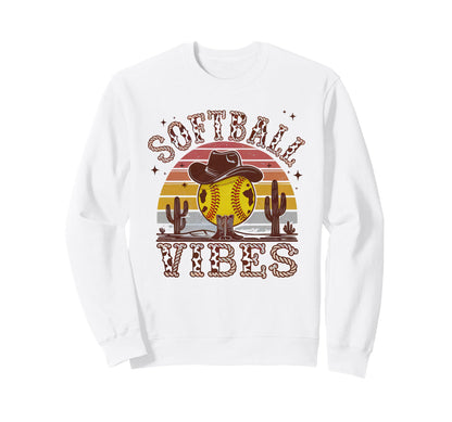 Softball Vibes Groovy Game Day Sweatshirt - Casual Everyday Wear Unisex - T-Shirt, Sweatshirt, Hoodie