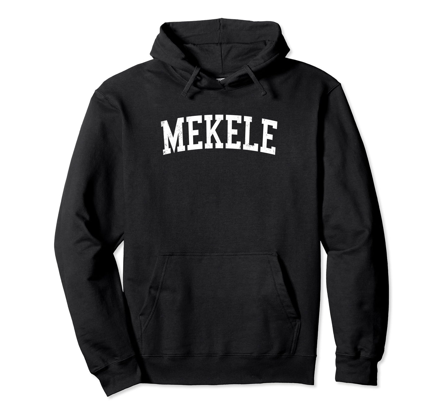 Mekele Ethiopia Distressed White Varsity Hoodie - Trendy Graphic Unisex - T-Shirt, Sweatshirt, Hoodie