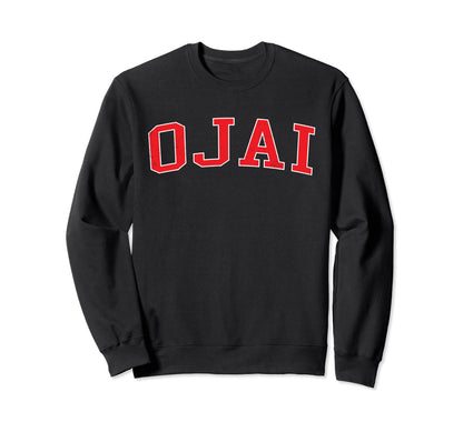 Ojai Ca Distressed Red Varsity Sweatshirt - Graphic Print Unisex - T-Shirt, Sweatshirt, Hoodie