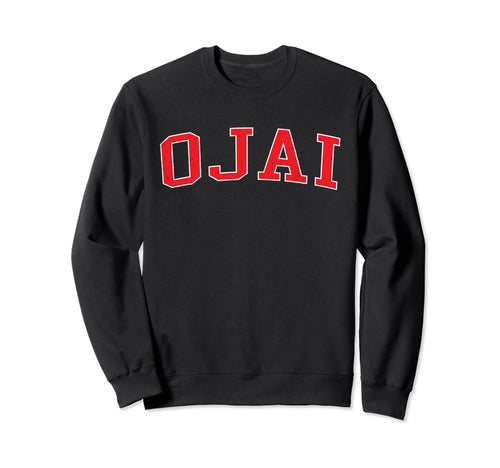 Ojai Ca Distressed Red Varsity Sweatshirt - Graphic Print Unisex - T-Shirt, Sweatshirt, Hoodie