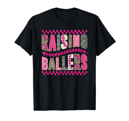 Raising Ballers Baseball Mom Funny T-Shirt - Aesthetic Graphic for Adults - T-Shirt, Sweatshirt, Hoodie