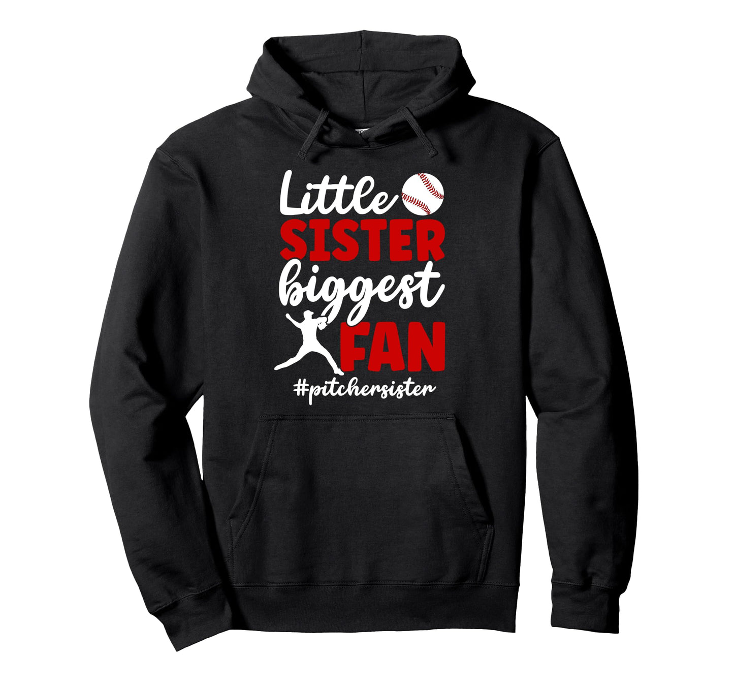 Little Sister Baseball Pitcher Hoodie - Aesthetic Graphic for Adults - T-Shirt, Sweatshirt, Hoodie