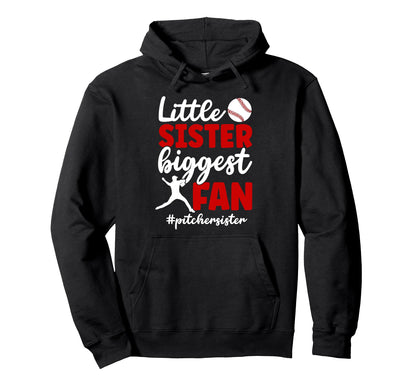 Little Sister Baseball Pitcher Hoodie - Aesthetic Graphic for Adults - T-Shirt, Sweatshirt, Hoodie