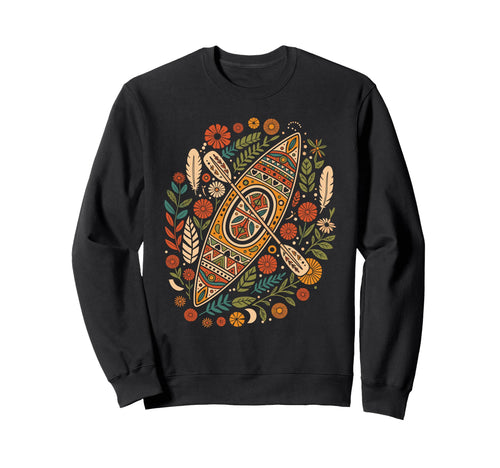 Boho Canoe Paddle Floral Kayaking Sweatshirt - Graphic Print for Adults - T-Shirt, Sweatshirt, Hoodie