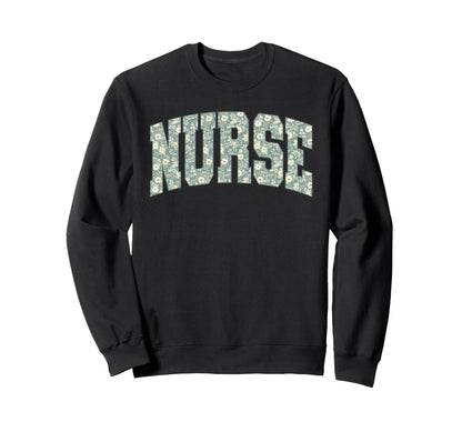 Boho Floral Nurse Flower Healthcare Sweatshirt - Trendy Graphic Unisex - T-Shirt, Sweatshirt, Hoodie